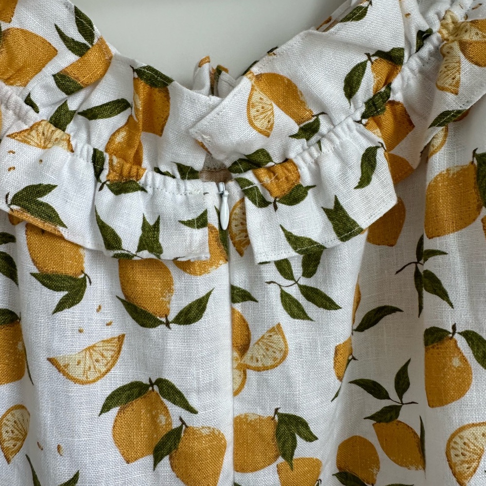Reformation Marley 100% Linen Off The Shoulder Lemon Print Midi Dress Size 4 - Picture 4 of 8